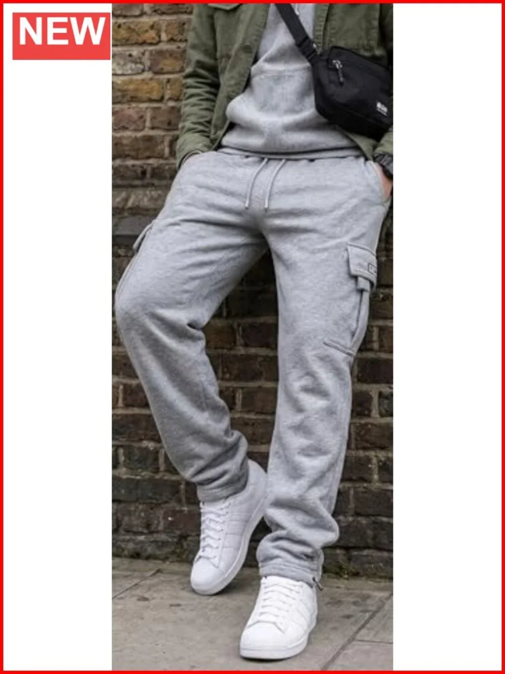 Cargo Sweatpants with Drawstring Athletic Joggers Cotton Polyester